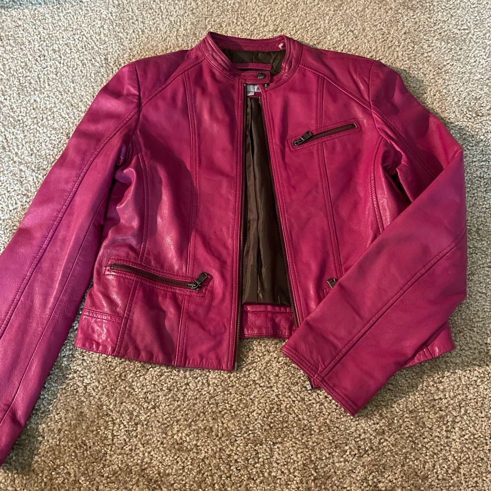 Pink Genuine Leather Jacket